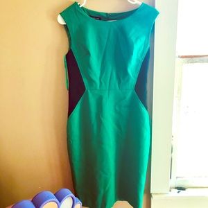 Bright green & black professional dress